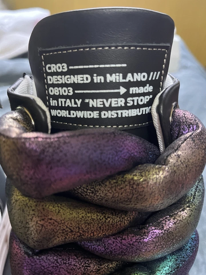 Botas altas Extreme Laces arco iris oscuro Reino Unido 7/40 unisex Cristianzerotre Italia - Imagen 2 de 4