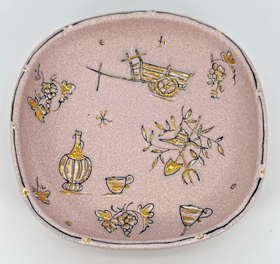 Vtg Fratelli Fanciullacci Textured Pink ITALY Art Pottery Bowl Bitossi Era # 132