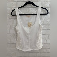 White Sleeveless Corset Top with flower details Size L 1869