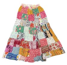 Patchwork Boho Maxi Skirt Cotton Festival Hippie One Size S-M Colorful
