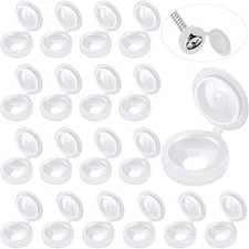 100 Pieces Hinged Screw Cover Caps Plastic Shutter Fold Screw Medium White