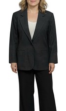 SAG HARBOR Women  s Petite 100 Pure New Wool Blazer In Dark Grey Size 12P