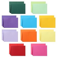 100 Packs 10 Assorted Colors Blank Cards and 4.25 x 5.5 - 100 PCS Multicolor