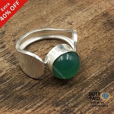 Valentines Deal Sterling Silver Natural Green Onyx New Band Bezel Ring Jewelry