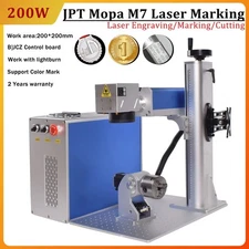 200W JPT E2 Mopa Fiber Laser Marking Machine Laser Engraver & Rotary Axis US