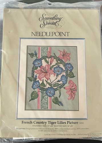 Something Special Needlepoint Kit Lilies Morning Glories Grandma Powder Room