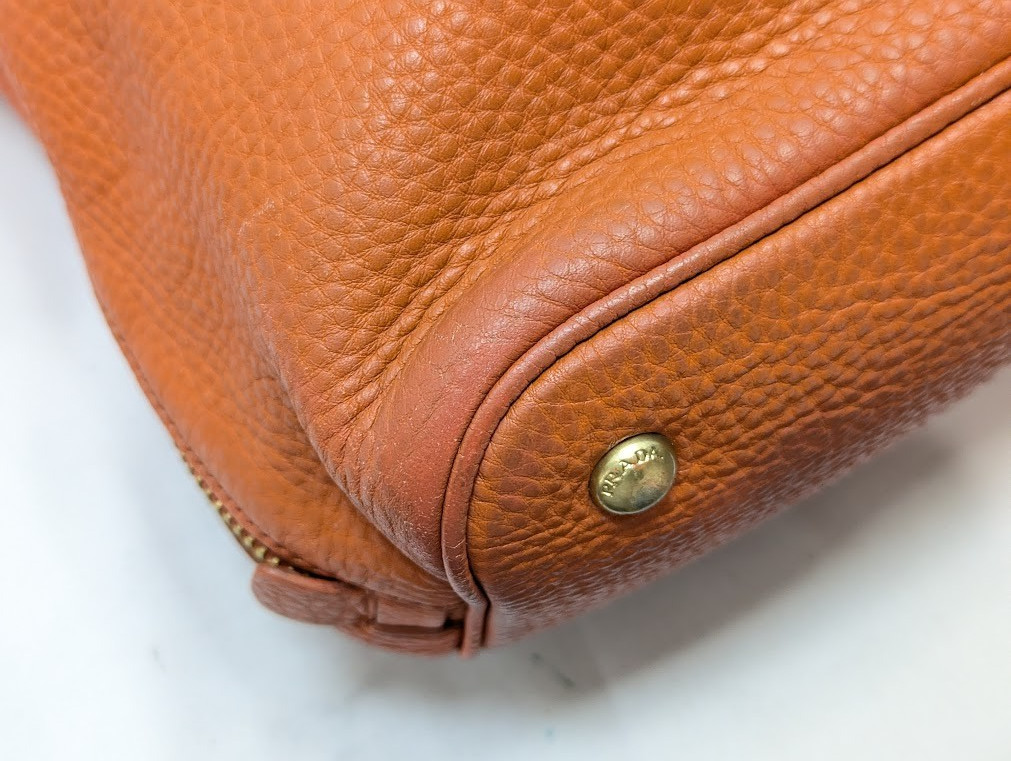 PRADA Vitello Daino Logo Leather 2way Shoulder Tote Bag Orange BN1713 Authentic thumbnail 11