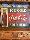 Antique VTG Orig 1930s Coca Cola Tin Sign Elwood Myers 27x19" Ad Ice Cold Soda