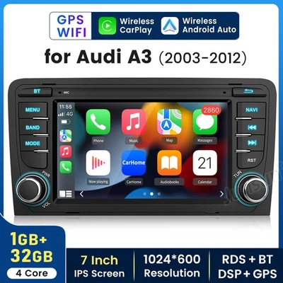 JUNSUN For Audi A3 2003-2012 Android 14 7" Car Radio Stereo Apple Carplay GPS Head Unit