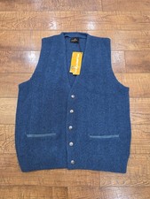 NWT Vintage Puritan Wool Blend Men's Large Button Up Sweater Vest Blue USA Made