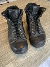 Harley Davidson Boots Womens Size 8 Black Leather Biker Boots Logo Vintage