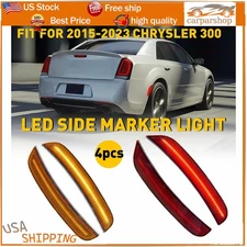 Clear LED Front Rear Side Marker Light Set For 2015-2023 Chrysler 300 S