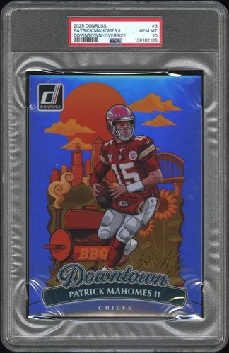 2025 PANINI DONRUSS DOWNTOWN! OVERSIZE #8 PATRICK MAHOMES II PSA 10