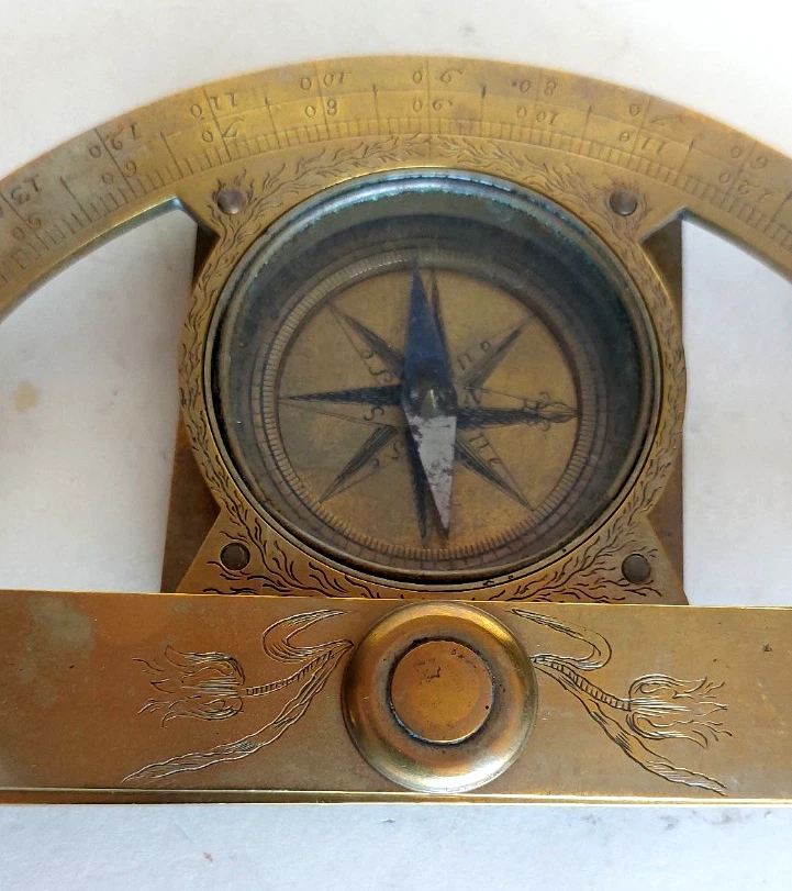 Graphometre à pinnule signé "Fieuset à Paris " Instrument Scientifique - Photo 3/4