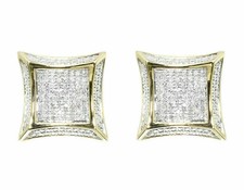 10k Yellow Gold Finish Over Lab-Created Diamond Mens Womens Kite Shape Earrings