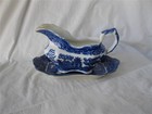 Allertons England Willow Gravy Boat Underplate 1903-1912 Blue Willow Relish Tray — photo 1