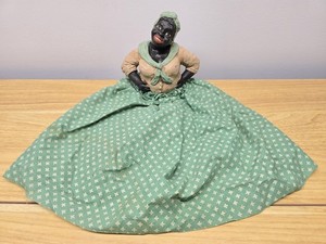 Vintage Woman Black Folk Cloth Appliance Toaster Cover Shelf Sitter