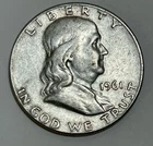1961 Franklin Half Dollar 90% Silver Coin. Philadelphia Mint