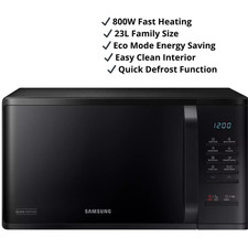 Samsung 800W 23L Microwave Black MS23K3513AK Digital Solo ECO Quick Defrost
