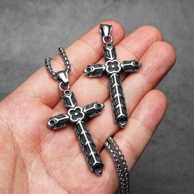 Vikings Athelstan Cross Pendant Necklace Men Stainless Steel