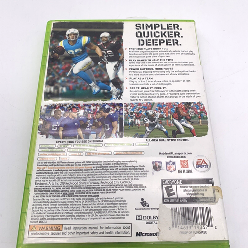 Madden NFL 11 (Microsoft Xbox 360, 2011) With Insert - Picture 2 of 4