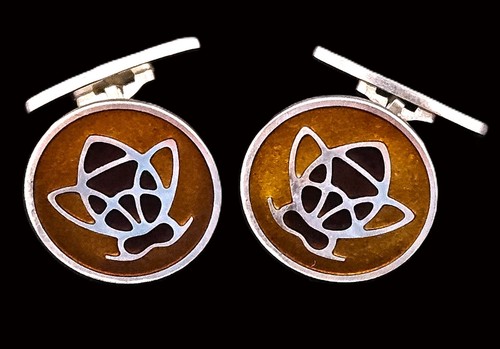 ULTRA RARE Georg Jensen Sterling Enamel Honey Bumble Bee Cufflinks 1940s - Picture 3 of 10