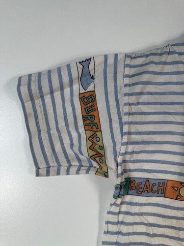 Vtg Christopher Rand Kids Boys Crewneck Striped Beach T Shirt Blue White Sz M 6 - Picture 4 of 11