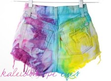 Vtg LEVIS 501 High Waist Colorful Rainbow Marbled Tie Dye Cut Off Shorts XXS