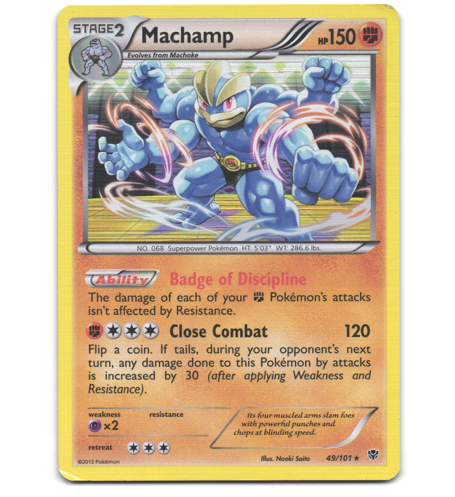Pokemon 2013 Moderate Play Machamp 49/101 Plasma Blast Holo Card