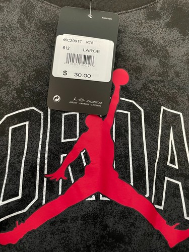 Jordan T Shirt Youth Girls Large Air Jumpman Flight Cropped Tee Black Wash - Picture 2 of 4