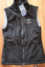 NWT Black PolarFleece LEAPSEE Zip Front Heated Vest Woman's Small