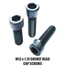 M12 x 1.75 SOCKET HEAD CAP SCREWS -BLACK STEEL - 6 PCS  -CHOOSE 35, 40, OR 45mm