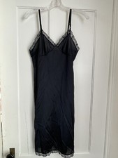 Vintage Deena Full Nylon Lace Lingerie Slip Black Size 36 Style 2010R Nightie