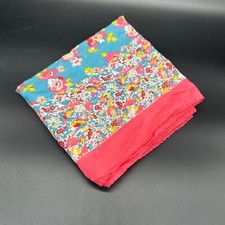 Vintage Floral Scarf Turquoise Pink Hair Wrap Flowers Retro Fashion Accessory