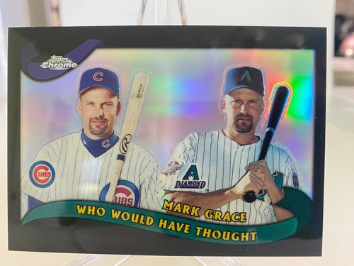 2002 Topps Traded 'Blk Refractor 'Who would have Thought' Mark Grace #T272 /100