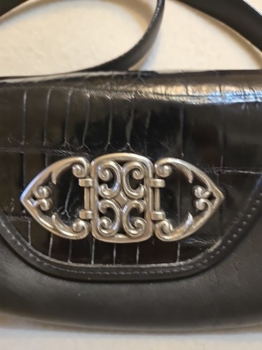 BRIGHTON Handtasche schwarz Krokoprägung langer Schulterriemen Herz Hangtag - Bild 3 von 15