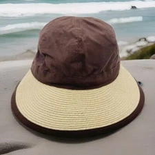 August Accessories Double Up Framer Hat Natural/Brown NWT Cotton Paper