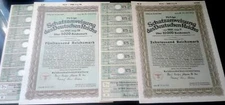 RARE UNCANC HI VAL 3RD REICH BOND(S) w COUPON SHEETS w 14-15 EMBOSSED SWASTIKAS