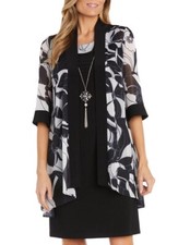R  M Richards Women  s 2-Pc. Floral-Print Jacket  Necklace Dress Set Size 10