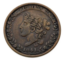 1841 Hard Times Token Not One Cent,  Millions For Defence, HT-58