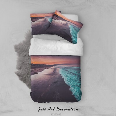 3D Sea Sunset Landscape Quilt Cover Set Bedding Sets Pillowcases Queen