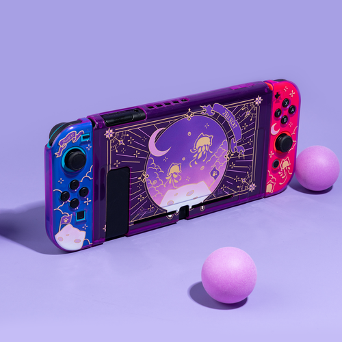 Funda protectora GeekShare para Nintendo Switch delgada suave luz de luna medusas púrpura - Imagen 10 de 11