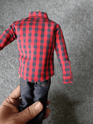 1:6th Male soldier Clothes Trendy Pink Checked Shirt for 12'' Man Figure - Picture 3 of 3