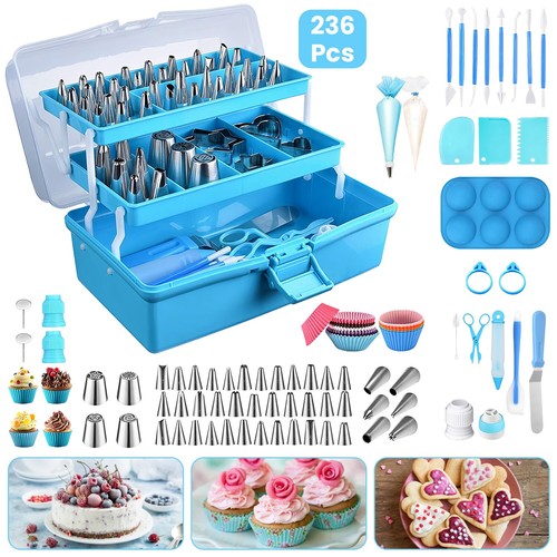 236Pcs Cake Decorating Kit Piping Tips and Bags Set Cupcake Cookie Baking Tools - Picture 2 of 14
