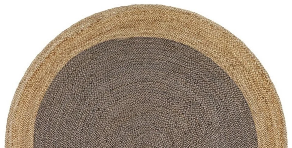 Hand Woven Jute Braided Area Rug Sisal Reversible Bedroom Round Mat 5x5 feet - Image 3 of 4