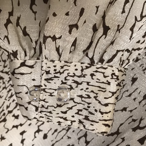 Blusa para mujer Tan F Jay talla grande 26W manga larga beige negro botón de verificación - Imagen 4 de 7