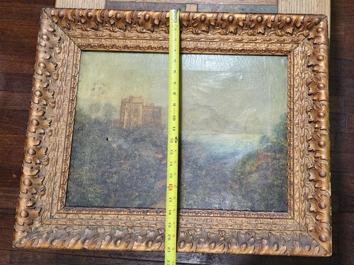 LARGE ORNATE VICTORIAN CARVED WOODEN "26" X "21" PAINTING FRAME w/OLD PICTURE - Picture 2 of 15