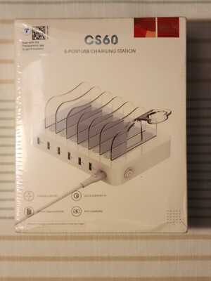 SooPii 60W 6-Port Charging Station for Multiple Devices PD 20W USB C 