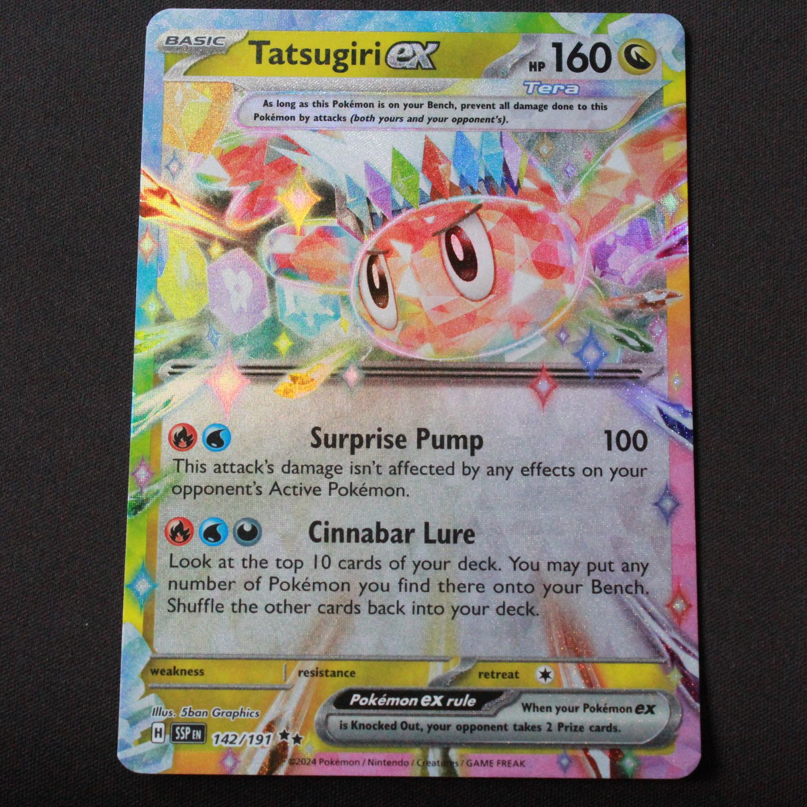 Tatsugiri ex  SV08: Surging Sparks Pokemon Double Rare Holofoil 142/191 NM