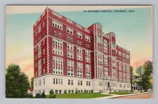 Bethesda Hospital Cincinnati Ohio OH Medical Building Street View Linen Postcard